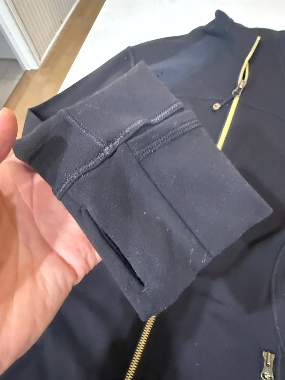 Lululemon Women’s Black Zip-Front Athletic Jacket with Gold Zippers